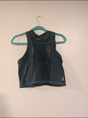 Free People Green Mesh Crop Top XS